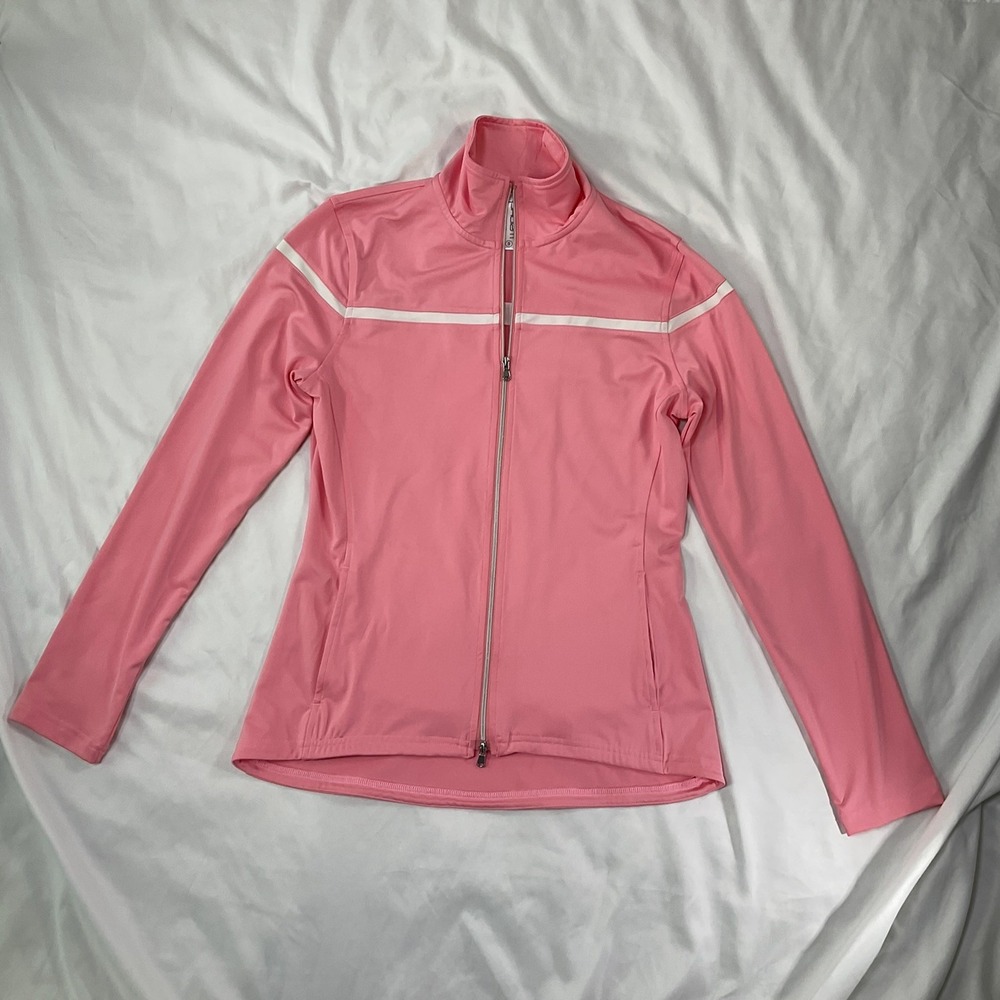 Inphorm Womens Sz S Pink with White Pipping Tennis, Golf Jacket Athletic 556